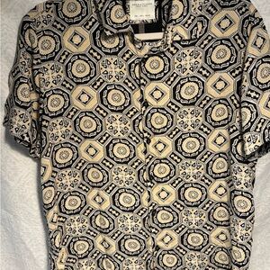 Denim & Flower Ricky Singh Geometric Print Shirt Men’s Button Up Viscose